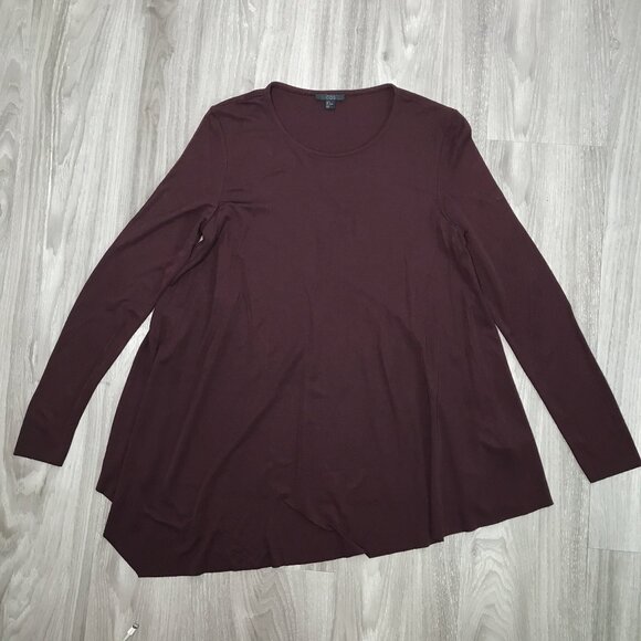 COS Womens Shirt Burgundy Long Sleeve Crew Neck Slouchy Pullover Womens S - Picture 1 of 8